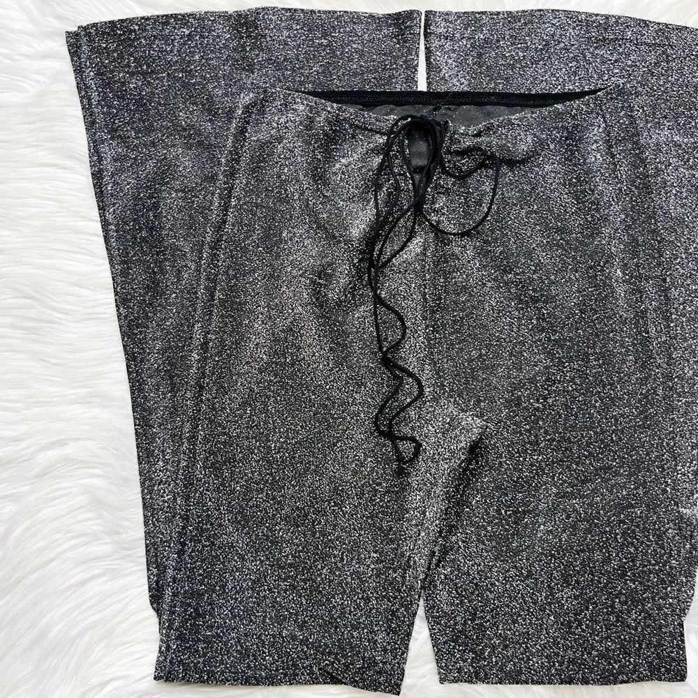 SHEIN Sparkle Open Leg Flare Pants Silver Size XS